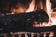Fire and flames in cozy fireplace