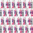 Dancing couple in traditional clothes during the festival of “San Isidro” (Fiestas de San Isidro), patron of Madrid. Seamless background pattern.
