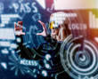 © Masson - female programmer works with personal data in virtual glasses