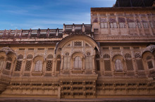 Exterior Of Palace In Famous Mehrangarh Fort In Jodhpur, Rajasthan State, India