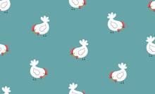 Easter Chicken Pattern, Spring Hen And Chicken Bird Holiday Seamless Pattern