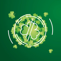 Wall Mural - Have lucky day clover coin Saint  Patrick's day line design green background