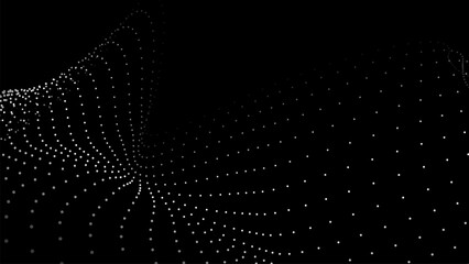 Fototapete - Abstract digital wave of particles. Futuristic point wave. Technology background vector. Vector illustration