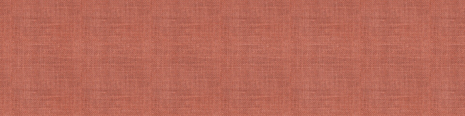 Wall Mural - Close-up long and wide texture of natural weave cloth in pink or coral color. Fabric texture of natural cotton or linen textile material. Seamless canvas background.