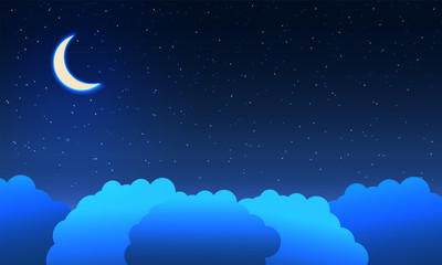Wall Mural - night sky background. moon and star, cloud on night sky.