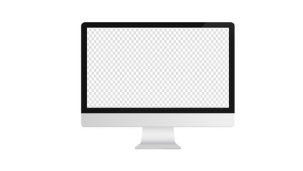 Fototapete - Desktop computer with transparent screen. Monitor to use as template in mockup or presentation. Realistic vector illustration.