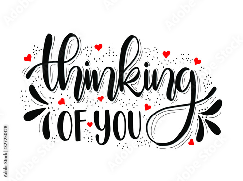 Cuadros en Lienzo Hand lettering inscription, Thinking of you, motivational quotes posters, inspir