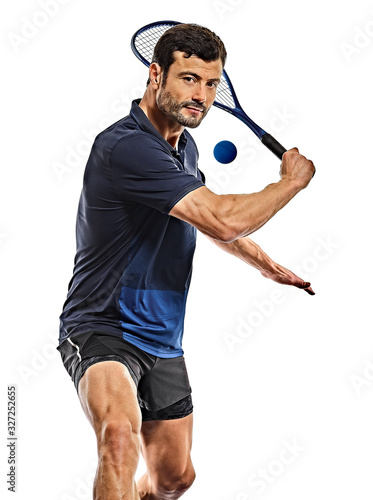 Plakaty squash  gracz-w-squasha-czlowiek-na-bialym-tle