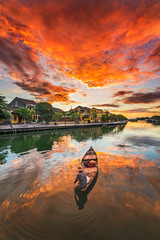 Hoi An, Vietnam : Panorama Aerial view of Hoi An ancient town, UNESCO world heritage, at Quang Nam province. Vietnam. Hoi An is one of the most popular destinations in Vietnam