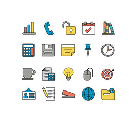 Poster - set of icons office , line style icon