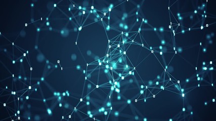 Abstract futuristic - Molecules technology lines and dots connect dark blue background. Technology connection digital binary data and big data concept.