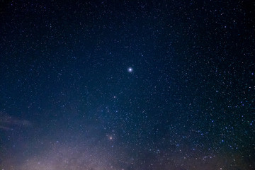 the stars and the milky way in the dark sky at night are very beautiful.