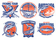 set of barracuda fishing badge design