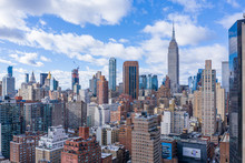 New York City Midtown Skyline With Empire State In Daytime, Aerial Photography 