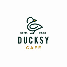 Duck Goose Logo Icon Vector Illustration Hipster Stock For Cafe And Restaurant Monoline Outline Line