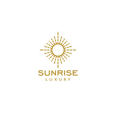 Wall Mural - elegant sun sunset sunrise logo icon in trendy line style vector Illustration	