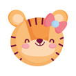 cute tiger face with bow animal cartoon character
