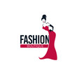© ehidna - Retro Fashion, lady in red dress, fashion store, salon, boutique logo and emblem
