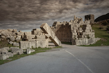 Wall Mural - ruins of Arcadian Gate in Ancient city of Messina, Peloponnese, Jan 2020, Greece, Europe