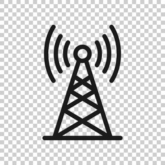 antenna tower icon in flat style. broadcasting vector illustration on white isolated background. wif