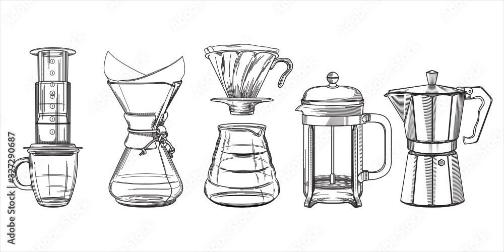Coffee Brewing Equipment - obrazy, fototapety, plakaty 