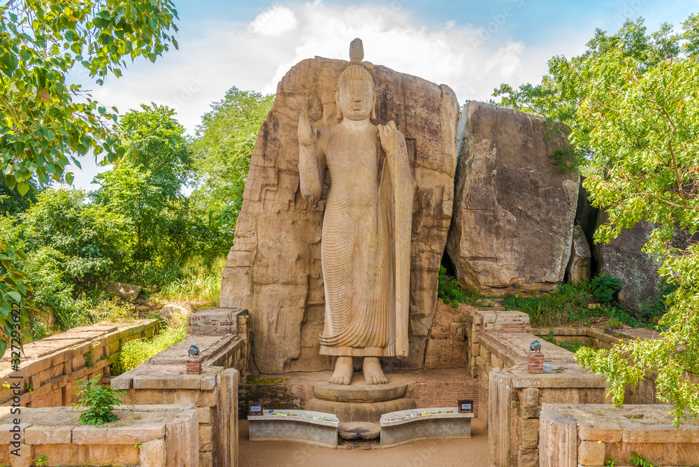 View at the Standing statue of Buddha in Avukana - Sri Lanka - obrazy, fototapety, plakaty 