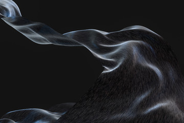 flowing silk with black background,3d rendering.