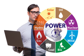 Energy mix concept with businessman