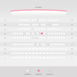 Cinema Ticket Booking Light Theme. Movie ticket reservation UI design template. Vector illustration of top view cinema screen and seats.