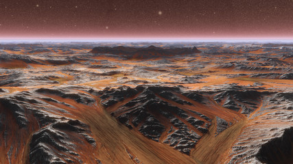 Wall Mural - mars planet surface with dust blowing. 3d illustration