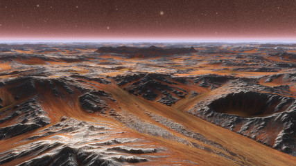 Wall Mural - mars planet surface with dust blowing. 3d illustration