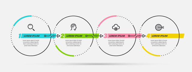 Vector Infographic design with icons and 4 options or steps. Infographics for business concept. Can be used for presentations banner, workflow layout, process diagram, flow chart, info graph