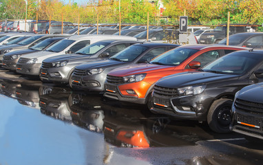 Wall Mural - Cars For Sale Stock Lot Row.