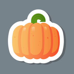 Wall Mural - fresh orange pumpkin sticker tasty vegetable icon healthy food concept vector illustration