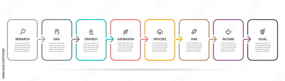 Vector Infographic thin line design with icons and 8 options or steps ...