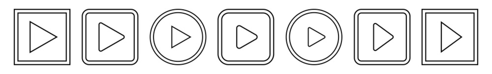 Wall Mural - play button icon black line | start buttons illustration | video audio player navigate symbol | arro