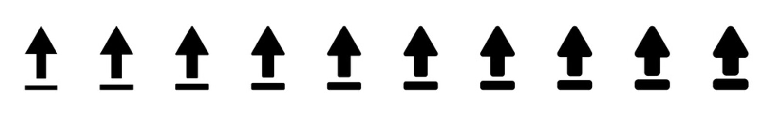 Wall Mural - Upload Arrow Icon Black | Arrows Up Illustration | File Data Transfer Symbol | Web Export Logo | Computer Browser Sign | Isolated | Variations