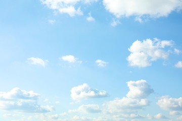Wall Mural - picturesque view of blue sky with white clouds on sunny day