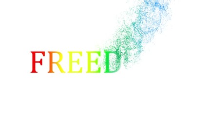 Wall Mural - Particles animation combine to form Freedom word