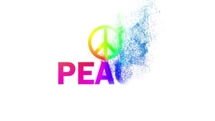 Wall Mural - Particles animation combine to form Peace word