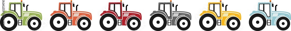 Coloured icon of a tractor for agriculture - obrazy, fototapety, plakaty 