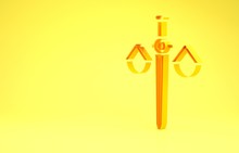 Yellow Scales Of Justice Icon Isolated On Yellow Background. Court Of Law Symbol. Balance Scale Sign. Minimalism Concept. 3d Illustration 3D Render