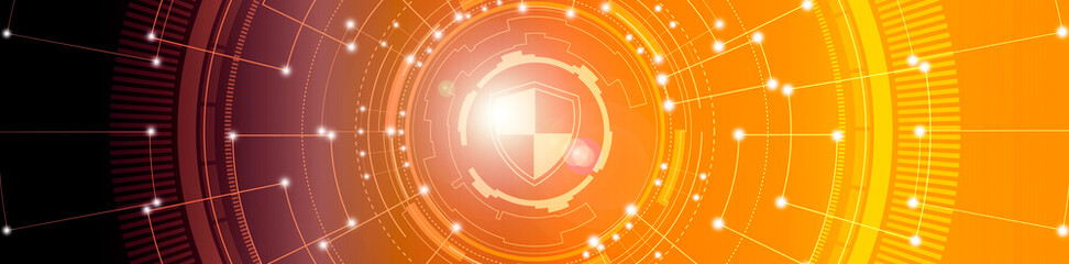 Safety concept: Closed Padlock on digital blue background