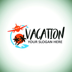 Wall Mural - enjoying Vacation on beach traveling logo design