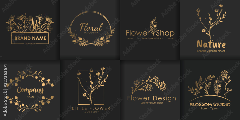 Set of luxury floral wedding logos. Design for invitation Stock Vector ...