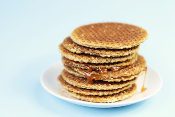 Wall Mural - Dutch waffle called stroopwafel.