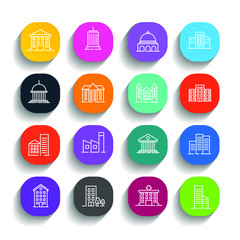 Fototapete - Building set icon symbol template color editable. Government buildings pack logo vector illustration for graphic and web design collection