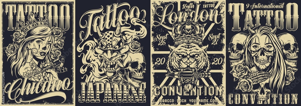 Valokuva Vintage monochrome covers set