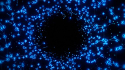Wall Mural - growing social network digital animation