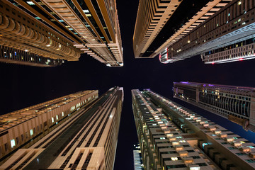 Wall Mural - Looking up between skyscraper in Dubai